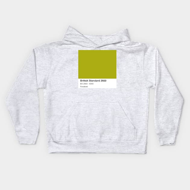 Parakeet Green British Standard 0009 Colour Swatch Kids Hoodie by mwcannon